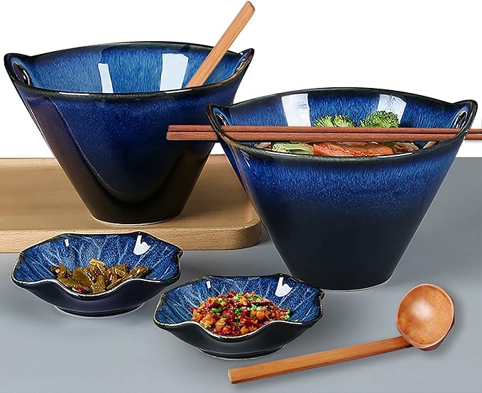 Porcelain Ramen Bowls Set of 2(8 pcs)