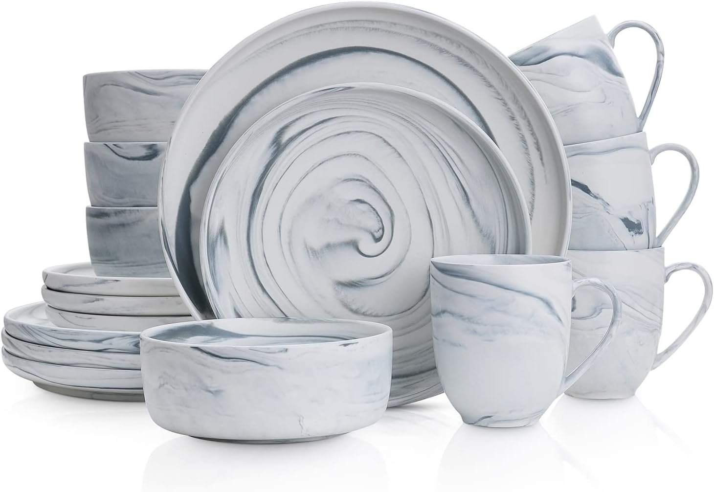 Stone Lain Brighton 16-Piece Dinnerware Set Porcelain, Gray