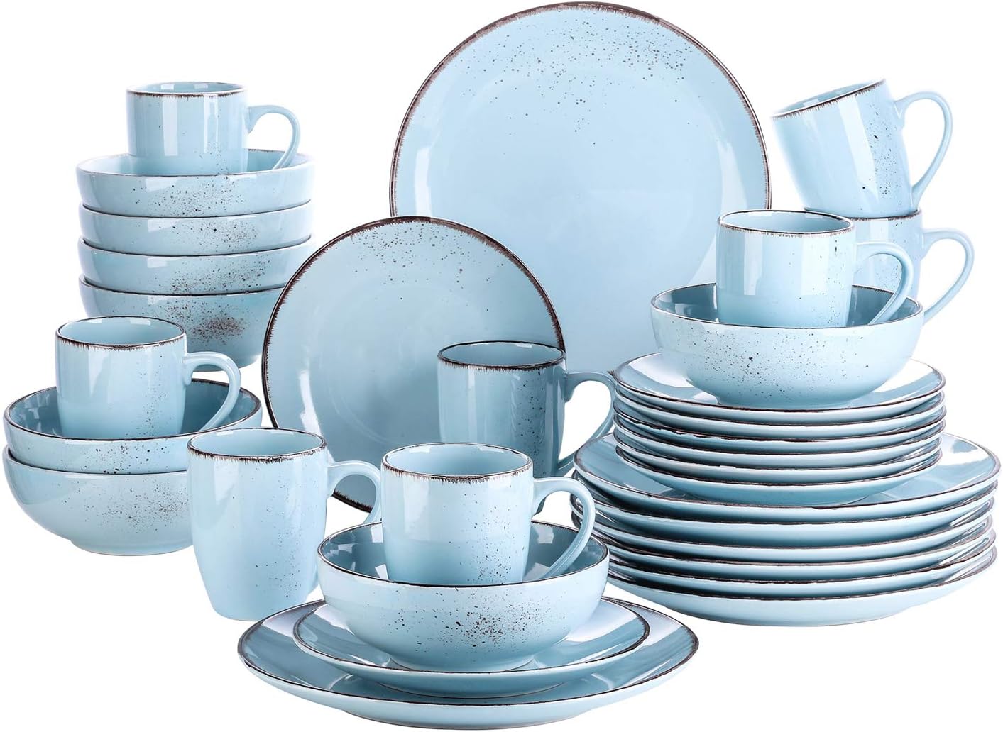 vancasso Navia Dinnerware Set 16 pieces Colorful Set for 4 Stoneware Spray Spot Patterned Service Dish with Dinner Plates, Salad Plates, Bowls, Mugs - Colorful