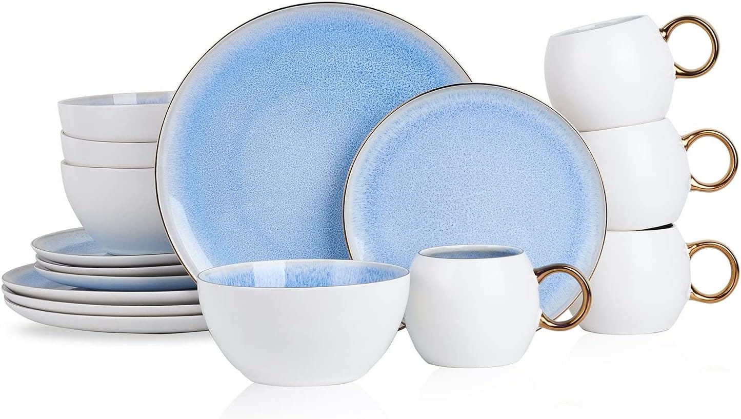 Stone lain Josephine Porcelain Dinnerware Set, 16-Piece Service for 4, Mint